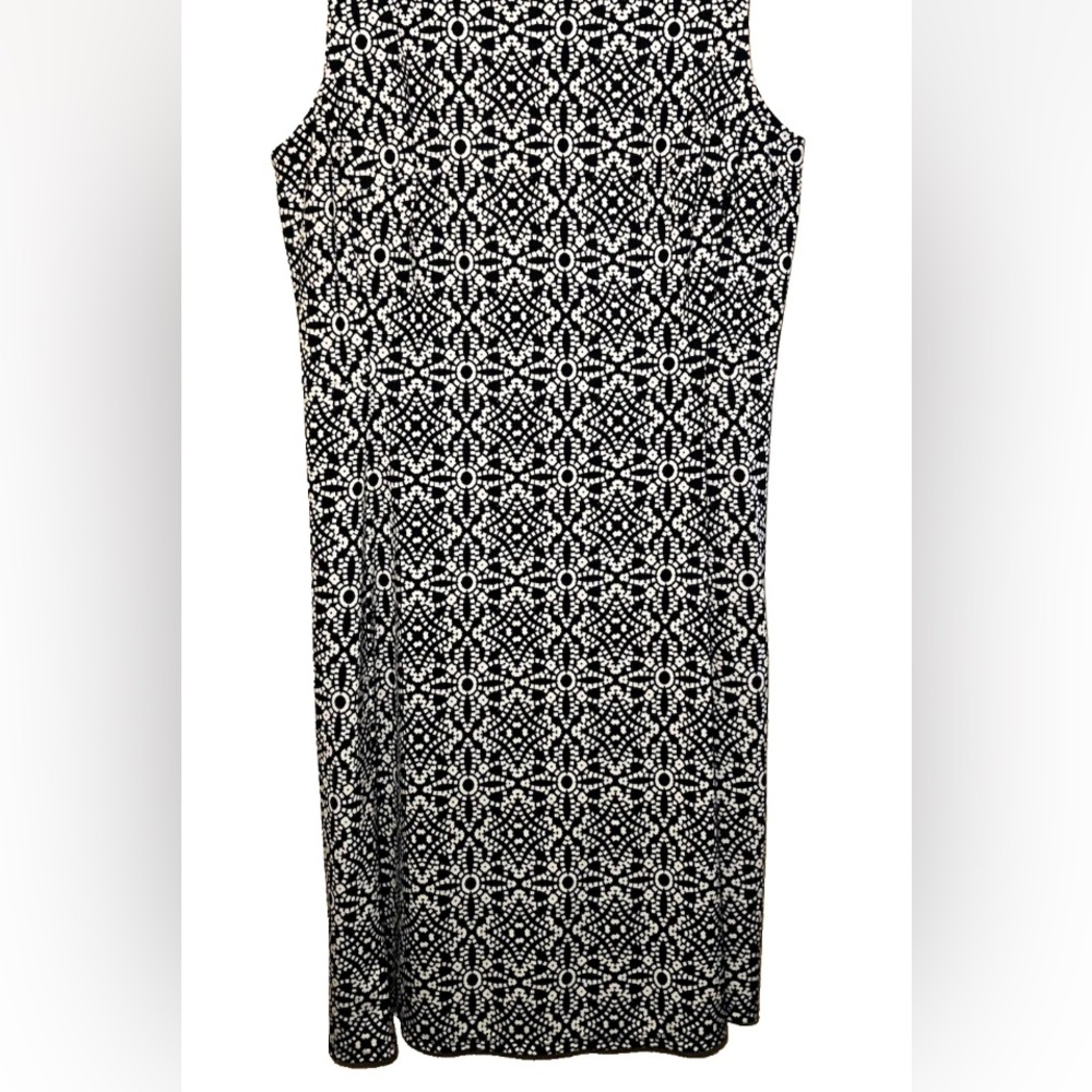 AGB Black and White Geometric Sheath Dress Size 8